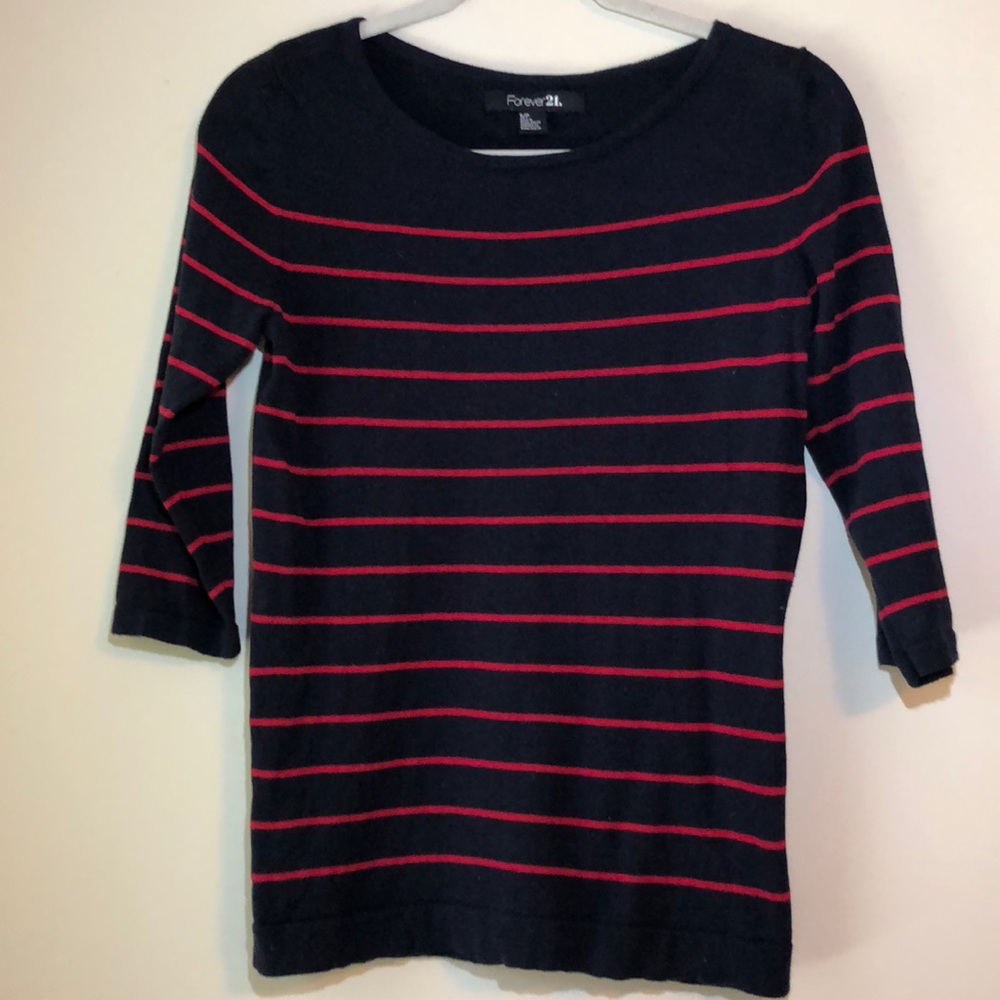 Forever 21 Striped 3/4 Sleeve Top